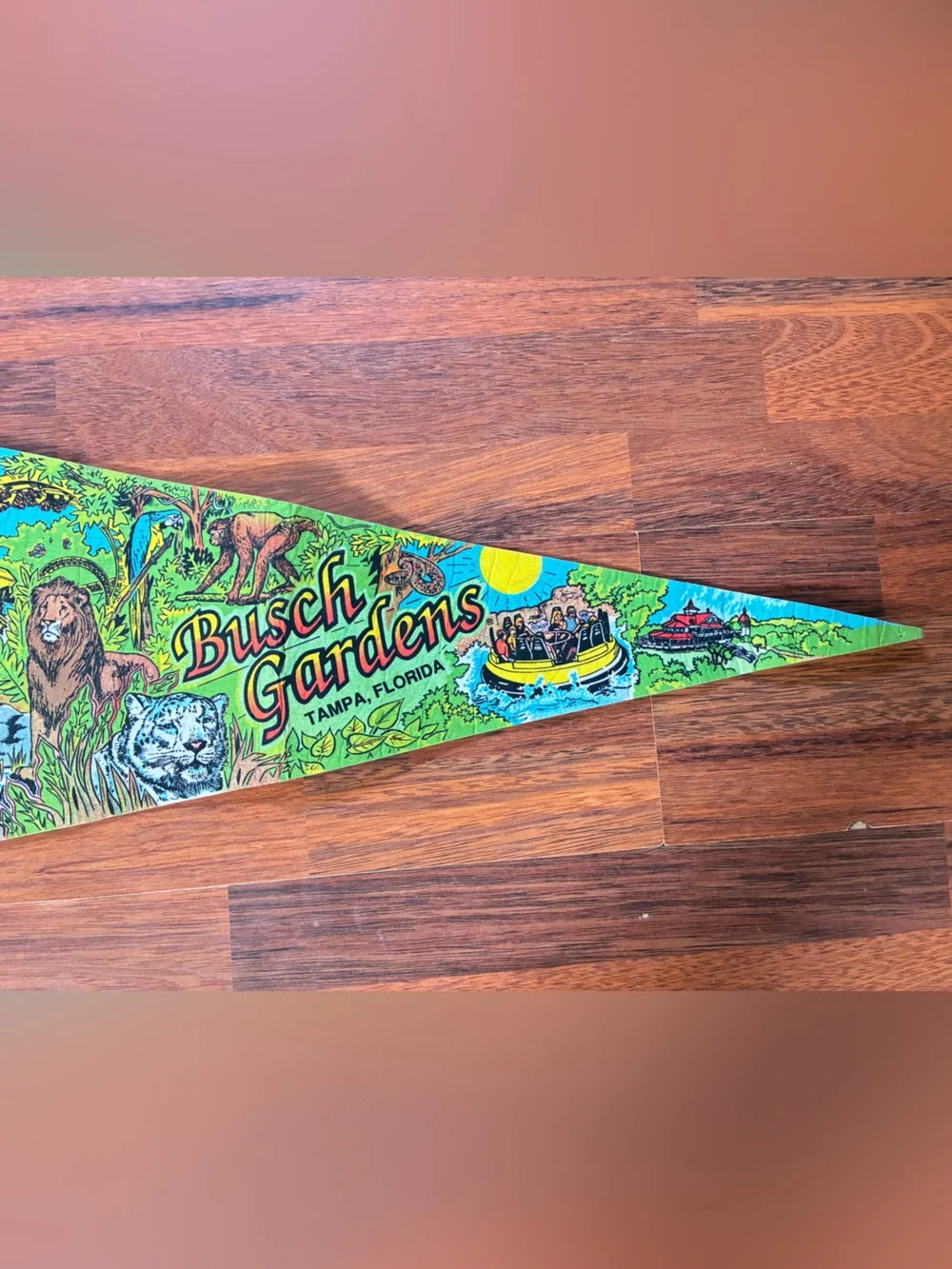 Vintage Felt Souvenir Pennant from Busch Gardens Tampa, Florida